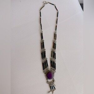 Purple and Turquoise Silver Necklace